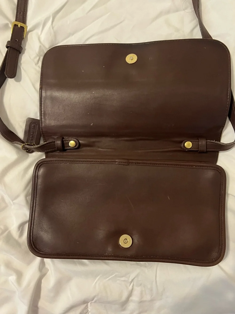 Coach Men’s Dark Brown Leather Messenger Crossbody